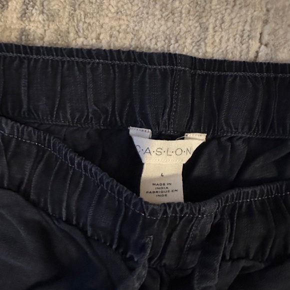Caslon Tie Waist Midnight Blue Linen Pants Size L - Picture 2 of 4